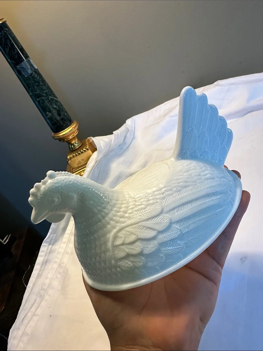 Glass milk Hen Covered Dish Decorative Serving Piece only top
